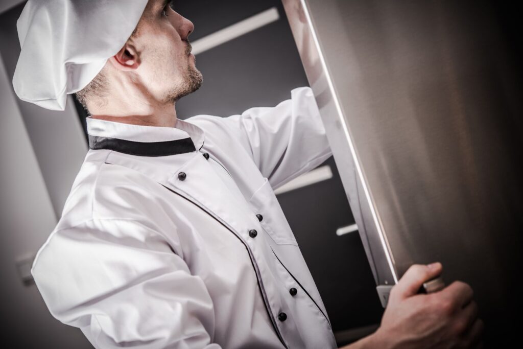 What are the three types of food storage in a commercial kitchen?